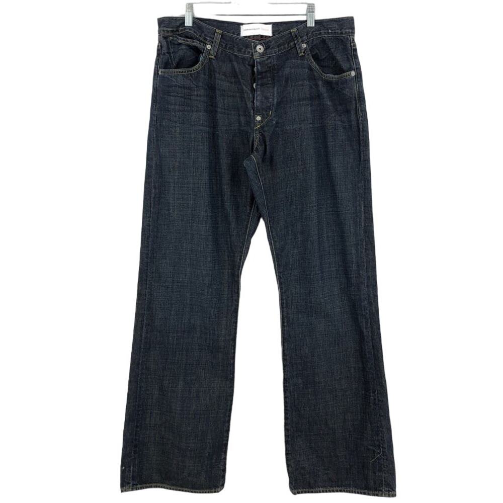 Paper Denim & Cloth Alec Relaxed Bootcut Jeans Mens 36 Blue Dark Wash Button Zip
